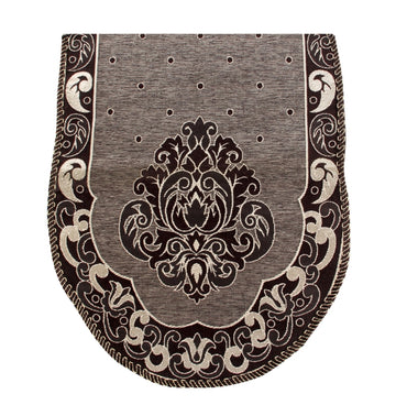 Nendle Damask Design Concept Sofa Set Covers 5 Seater with 80% Cotton & 20% Jute (Dusky Brown, Pack of 6)